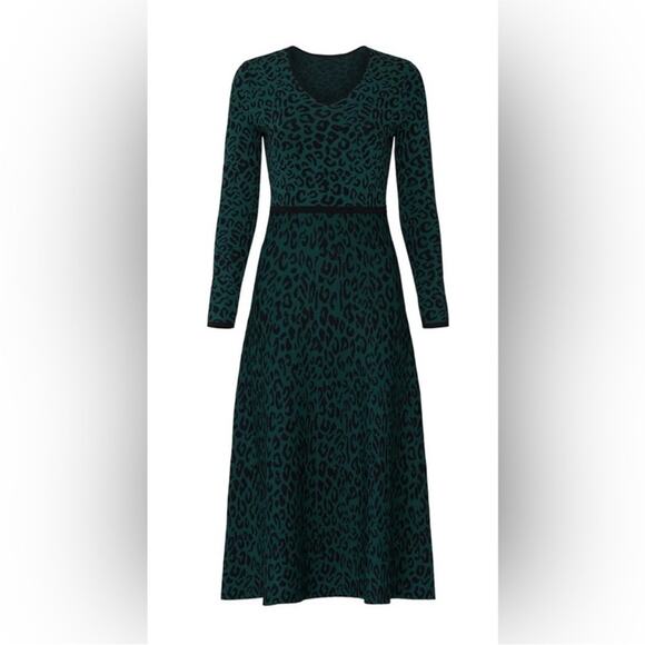 great jones Dresses & Skirts - Great Jones Forest Leopard Knit Dress-Size M
Elegant Green Leopard Print Dress